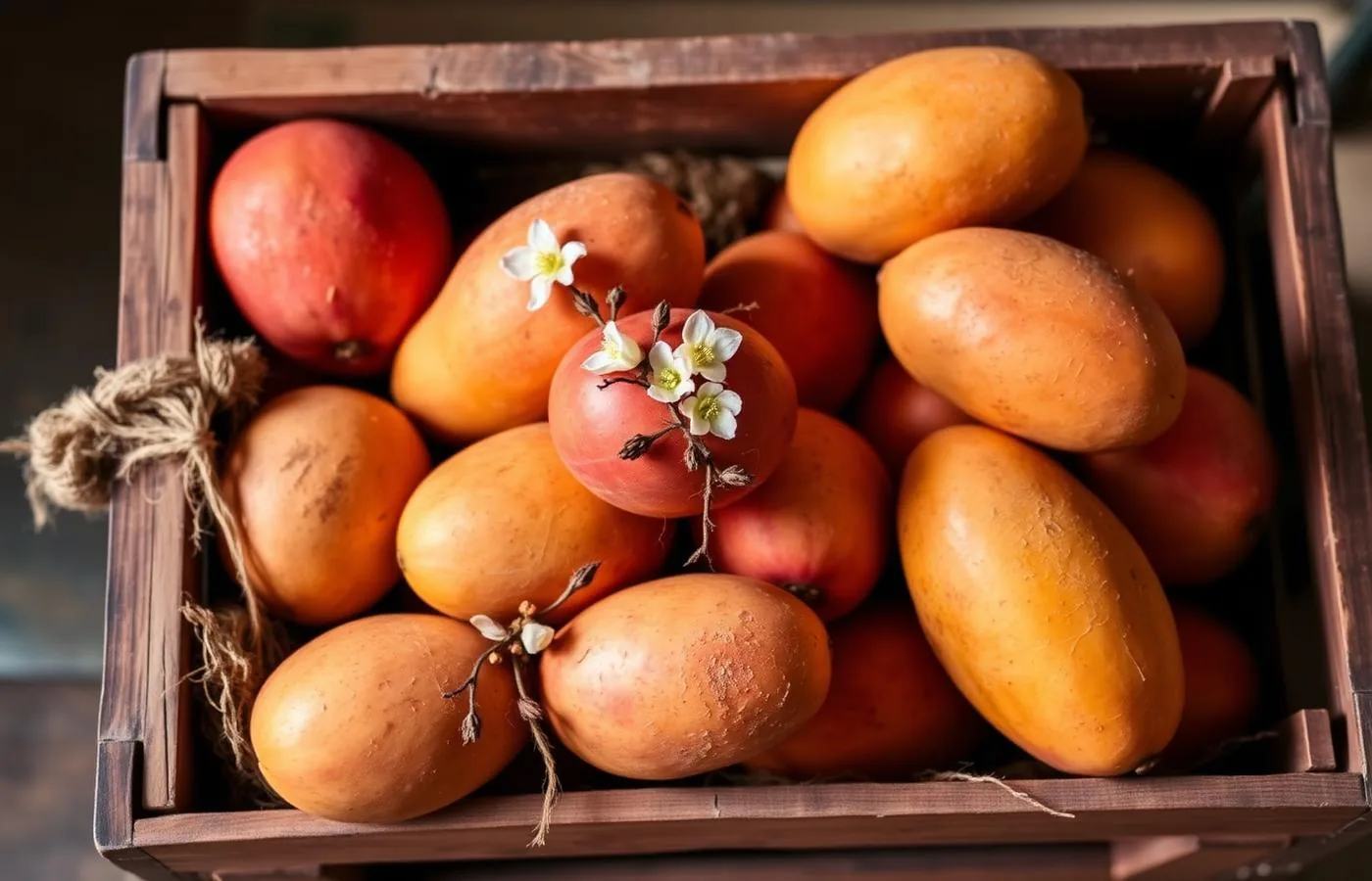 Crate of fresh Pakistani mangoes
